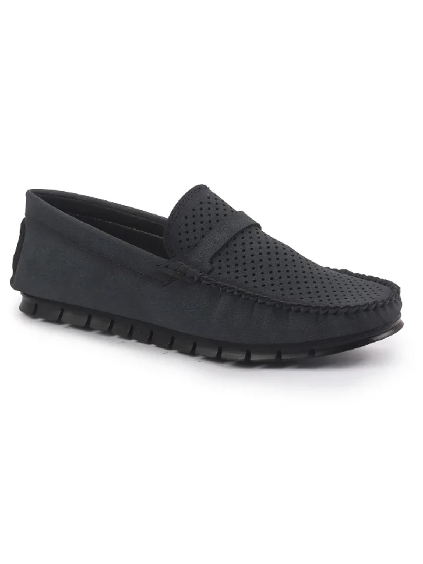 Vintage Glam Men Laser Cut Suede Slip-On Shoe Driving Loafers Breathable Shoe with Memory Cushioned Insole All Day Long Comfortable