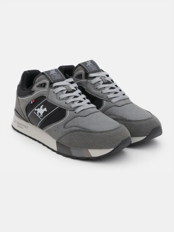 Chic Statement Men's Brand Logo Printed Sneakers,Grey