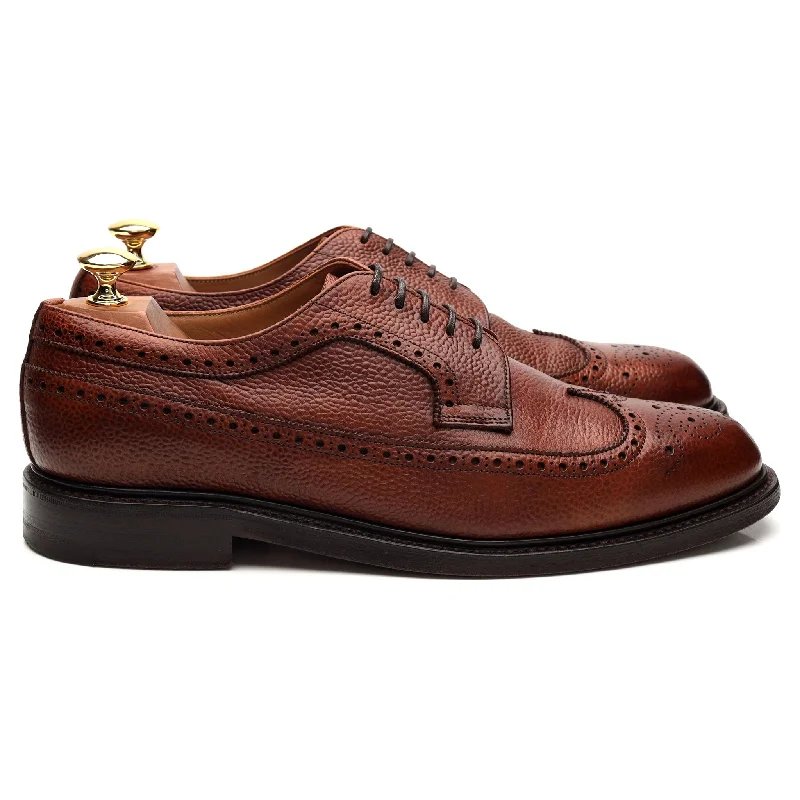 Sleek Structure 'Romney' Tan Brown Grain Leather Derby Brogue UK 9 F