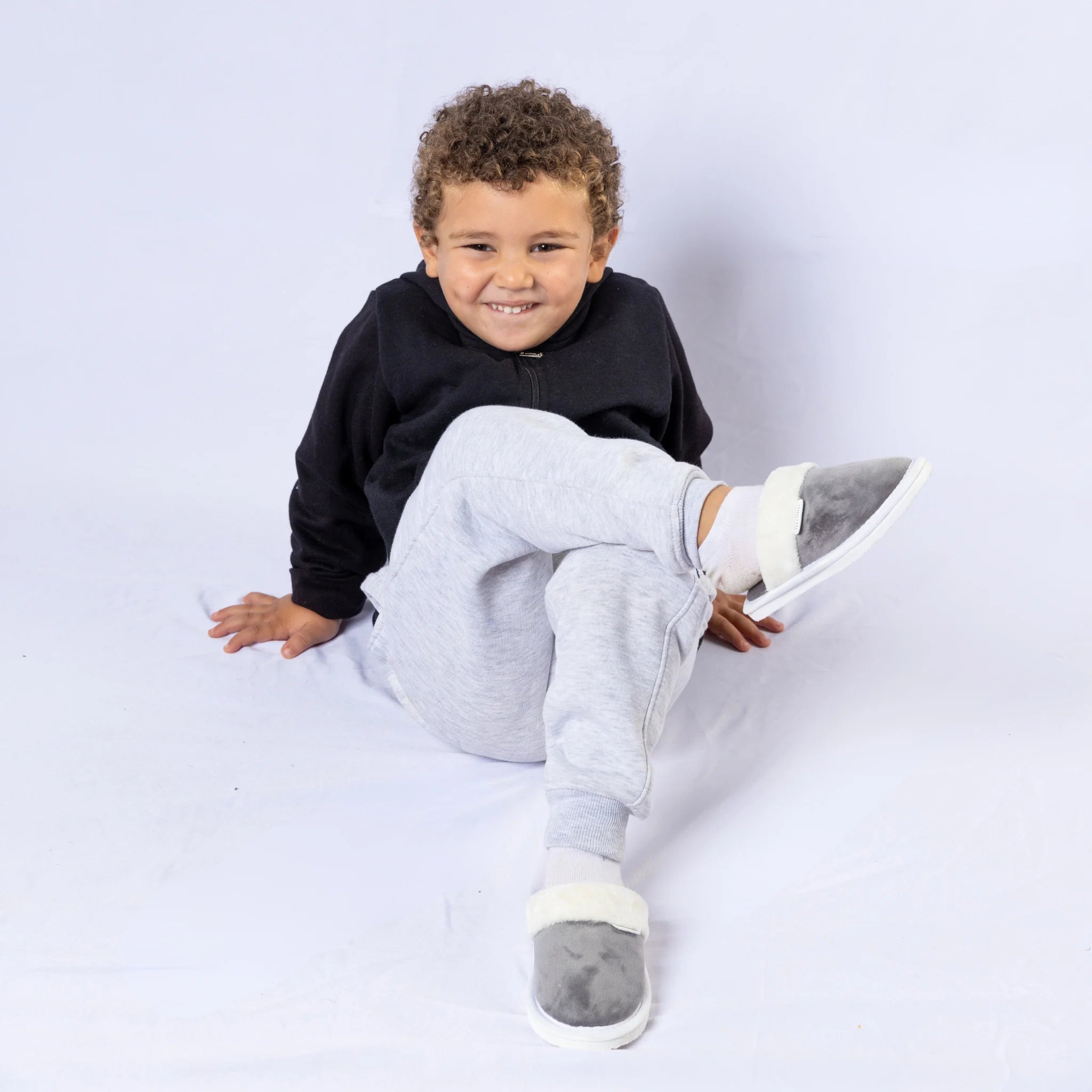 Art Deco Plain with Fur Winter Slipper - Kids