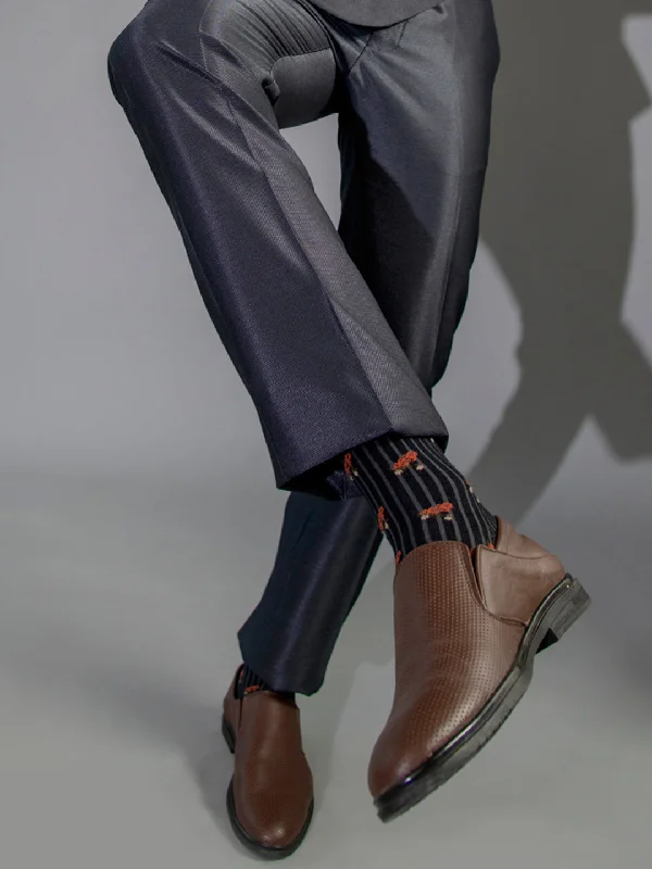 Retro Vibes Men Tan Formal Leather Slip-On Shoes