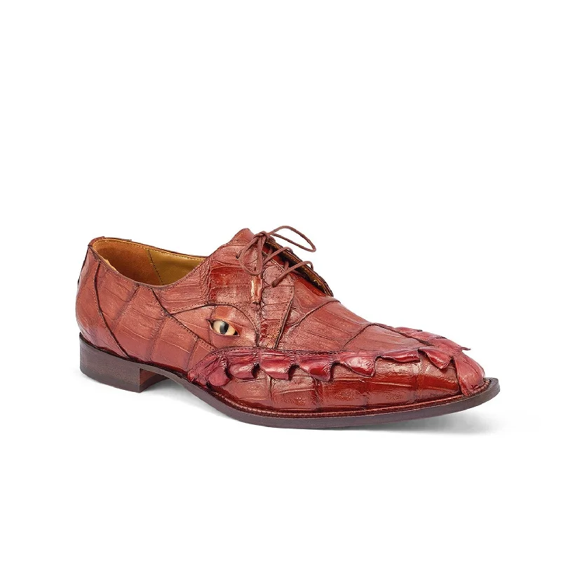 Graceful Charm Mauri 3094 Slayer Men's Shoes Gold Exotic Hornback Tail / Crocodile Eyes Derby Oxfords (MA5388)