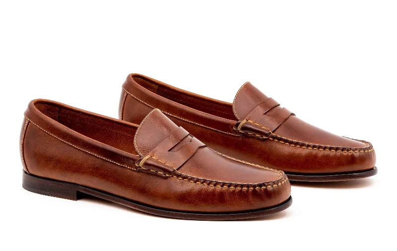 Bold Flair Old Row Saddle Leather Penny Loafers - Cigar