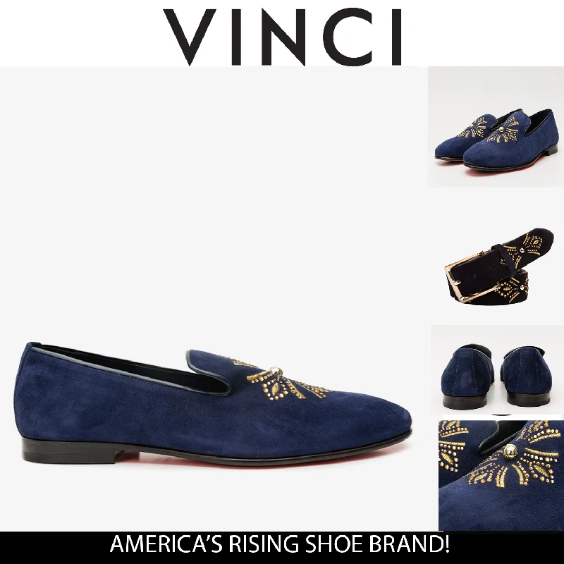 Opulent Appeal The Lazio Shoe Navy Blue Suede Slip-on Loafer Men Shoe