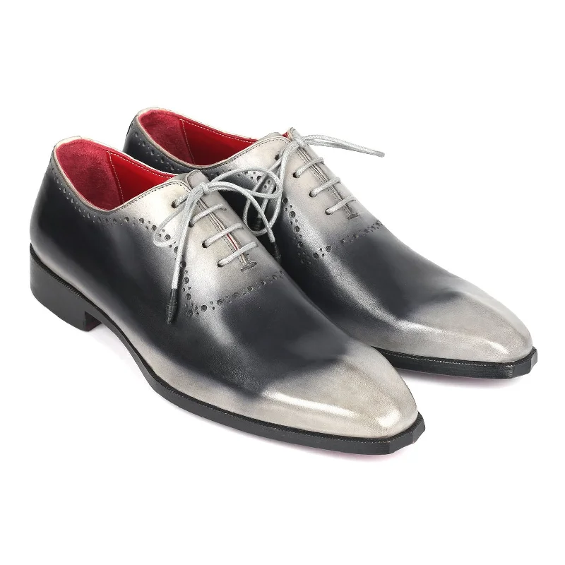 Artisanal Quality Paul Parkman AG445GRY Men's Shoes Gray Calf-Skin Leather Oxfords (PM6310)