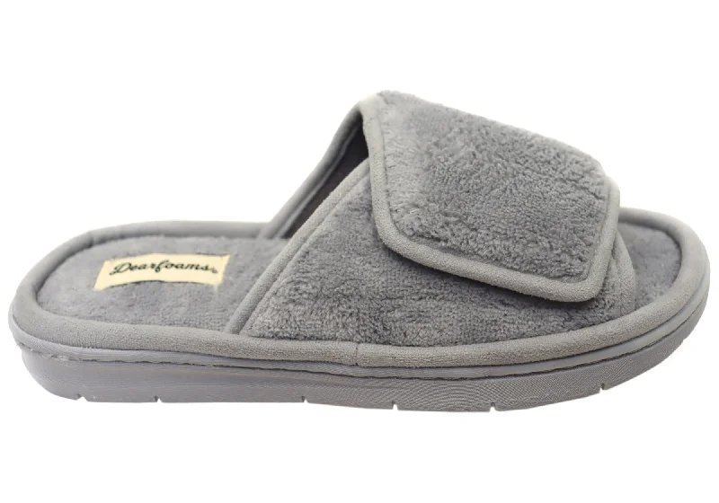 Subtle Glamour Dearfoams Mens Comfortable Collin Terry Adjustable Slide Slippers