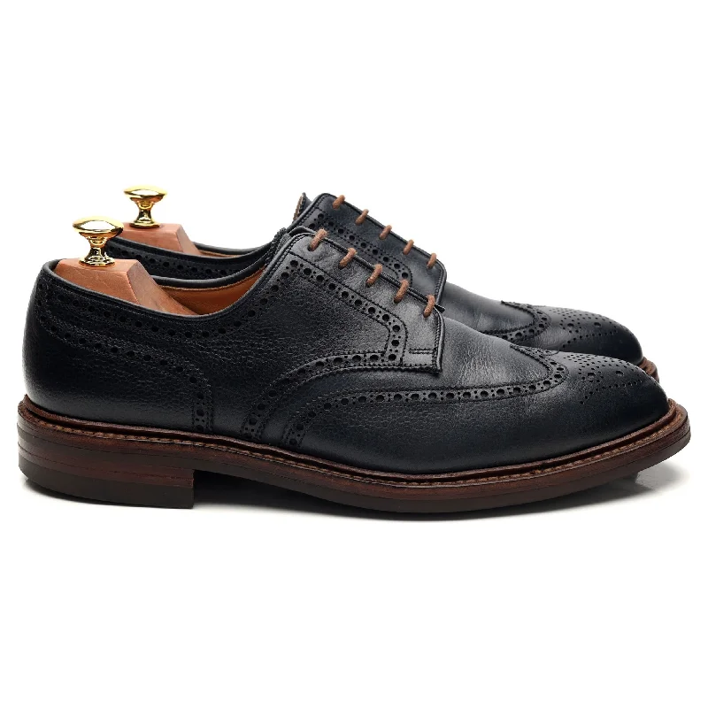 Minimalist Luxe 'Pembroke' Navy Blue Grain Leather Derby Brogue UK 9 E