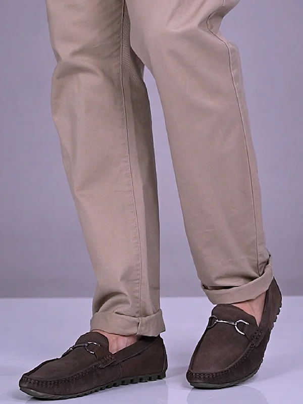 Sophisticated Appeal Men Brown Horsebit Buckle Suede Leather Slip On Driving Loafers