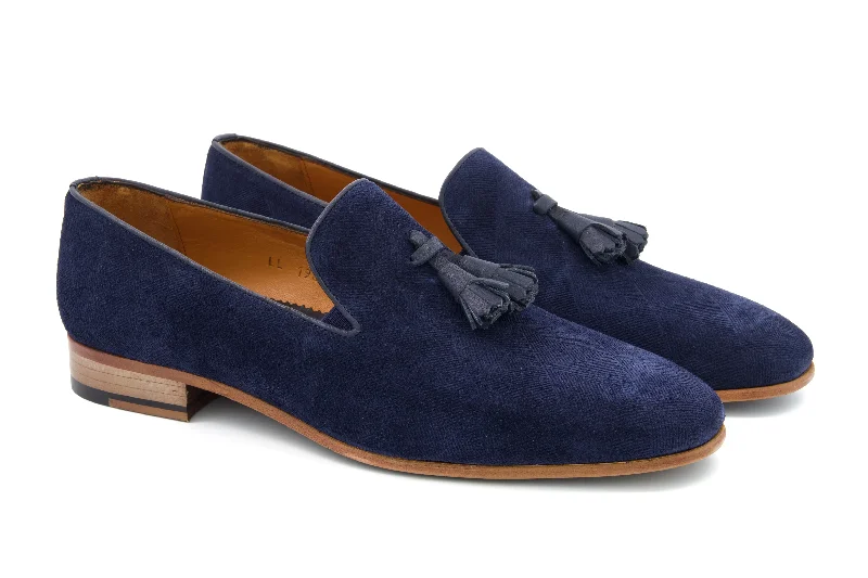 Regal Style The Diamanté Suede Loafers - Sapphire Blue