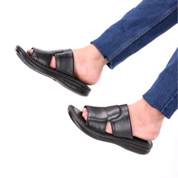 Classic Look Black Medicated Slippers For Men