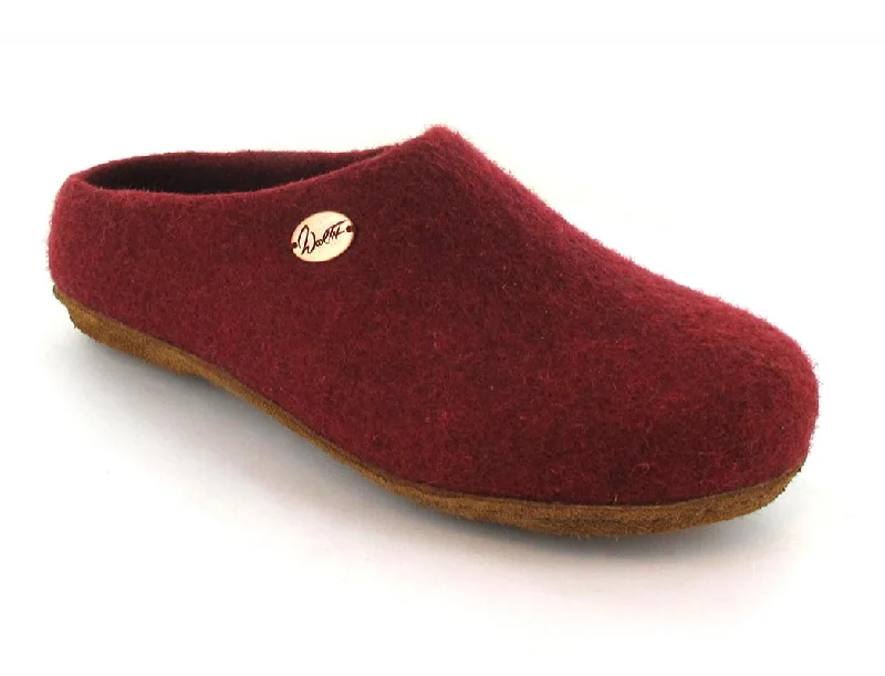 Rich Texture WoolFit® hand-felted Slippers slim | Classic, dark red