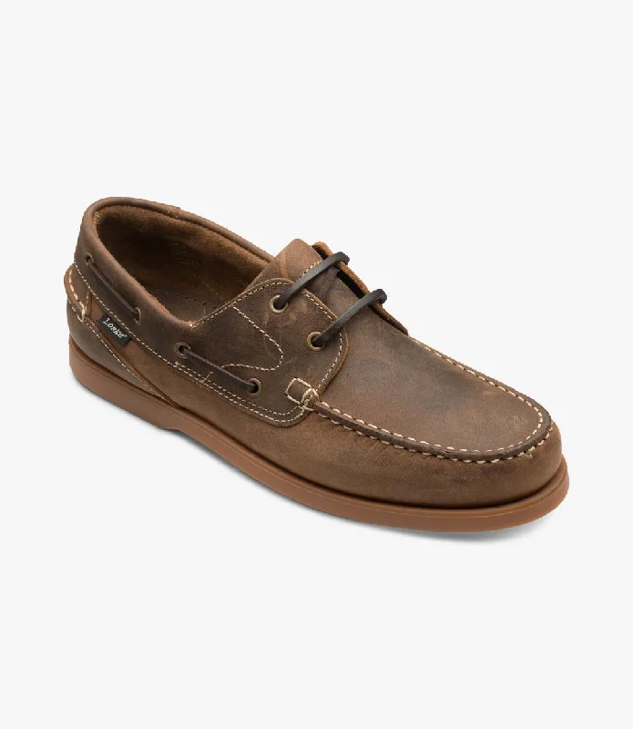 Rich Aesthetic LOAKE Lymington -  Lace up Moccasin shoe- Brown Oiled Nubuck