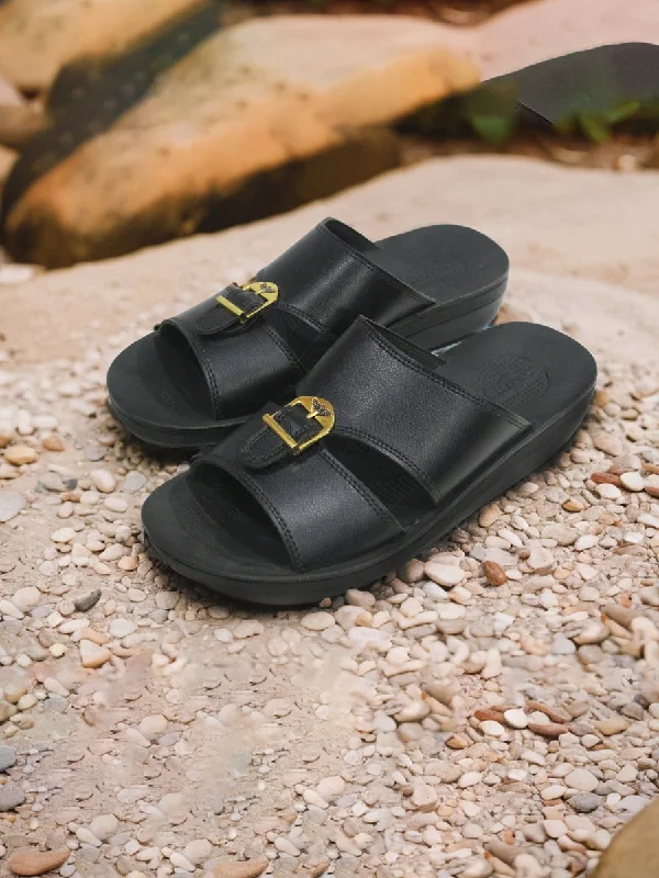 Chic Minimalism Black Slippers for men.