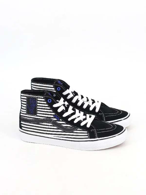 Rich Aesthetic Men's Striped High Sneakers,Black/White