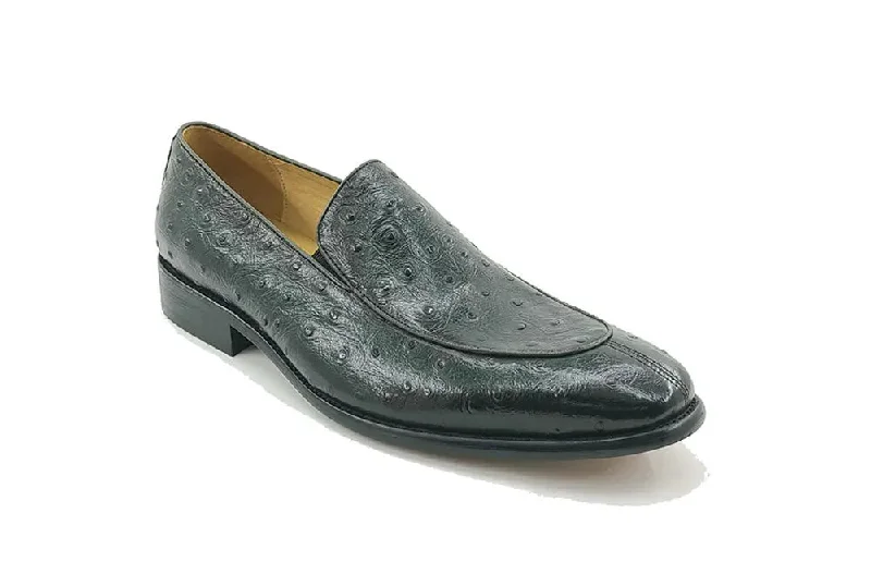 Sleek Finish Ostrich Embossed Calfskin Slip-on Loafer