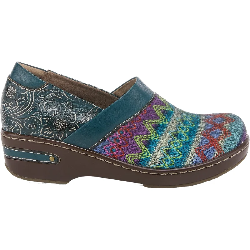 Art Deco Women's L'Artiste by Spring Step Zagabank Teal Multi Leather