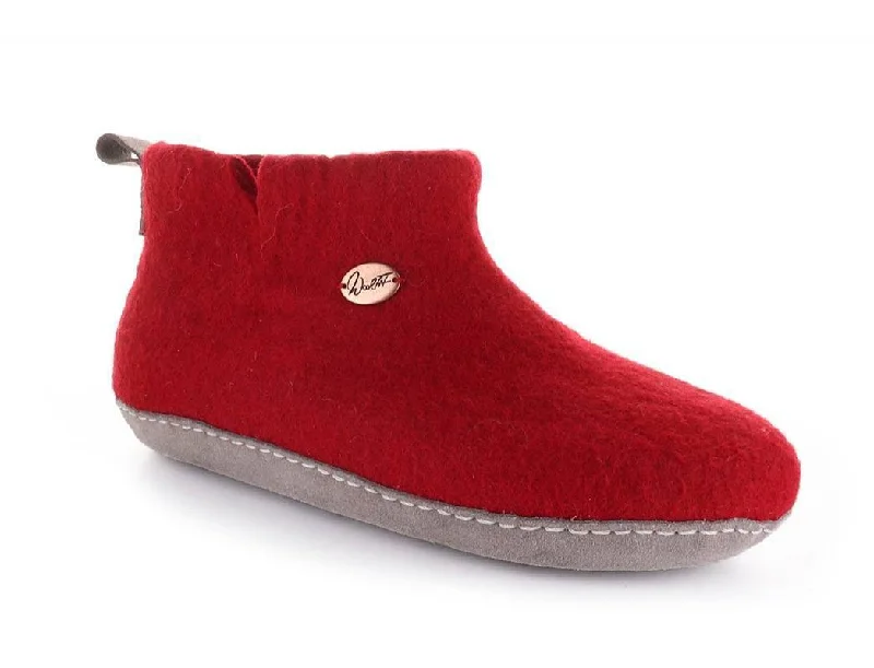 Urban Trends WoolFit® ankle high Felt Boots Slippers | Yeti, dark red
