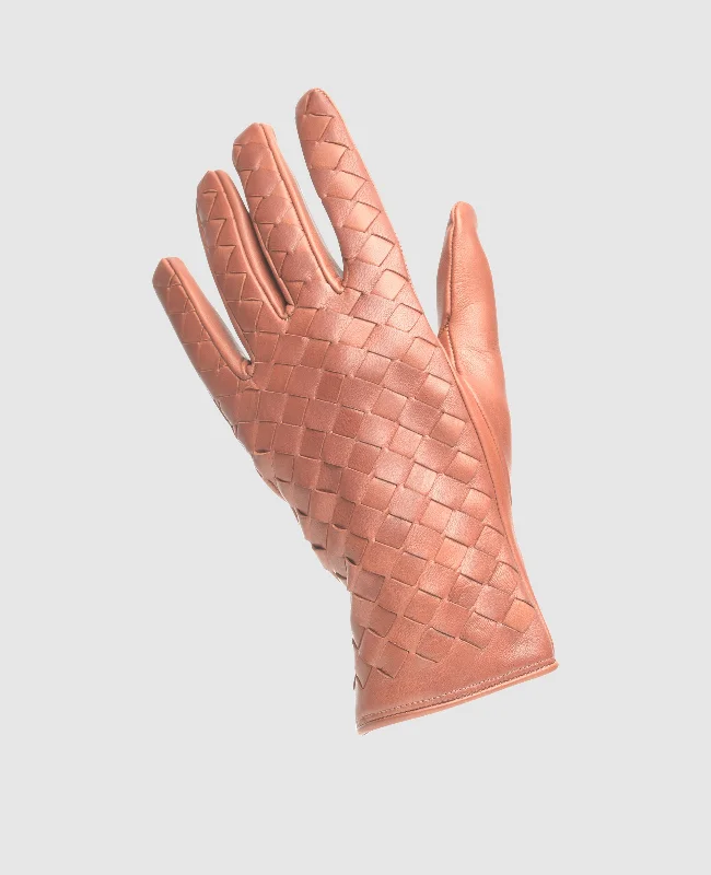 Retro Vibes Woven leather gloves - Red brown