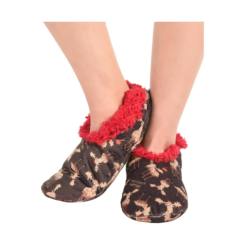 Soft Elegance Lazy One Chocolate Moose Fuzzy Feet Slipper - Chocolate/Black - ONLINE STORE CREDIT/EXCHANGE ONLY