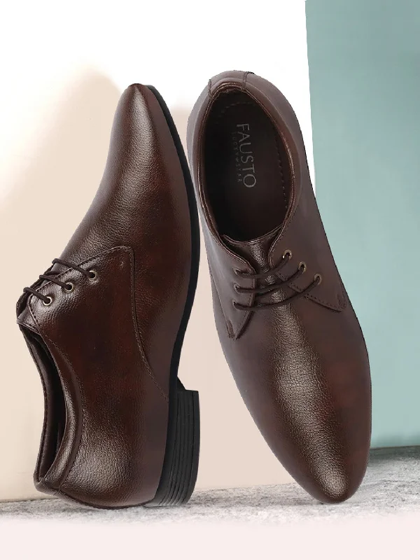 Stylish Accent Basics Men Brown Formal Office Lace Up Shoes