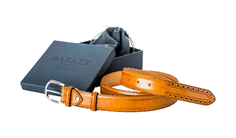 Fashion Icon Brogue Men's Leather Belt -Cedar Calf