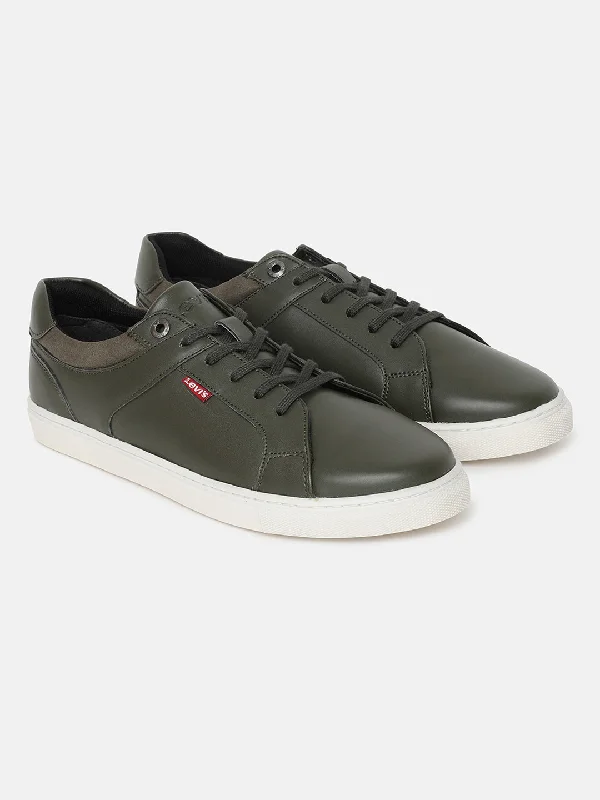 Graceful Poise Men's Olive Solid Shoes
