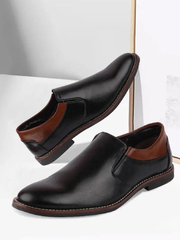 Refined Details Men Black Formal Slip-On Oxford Shoes