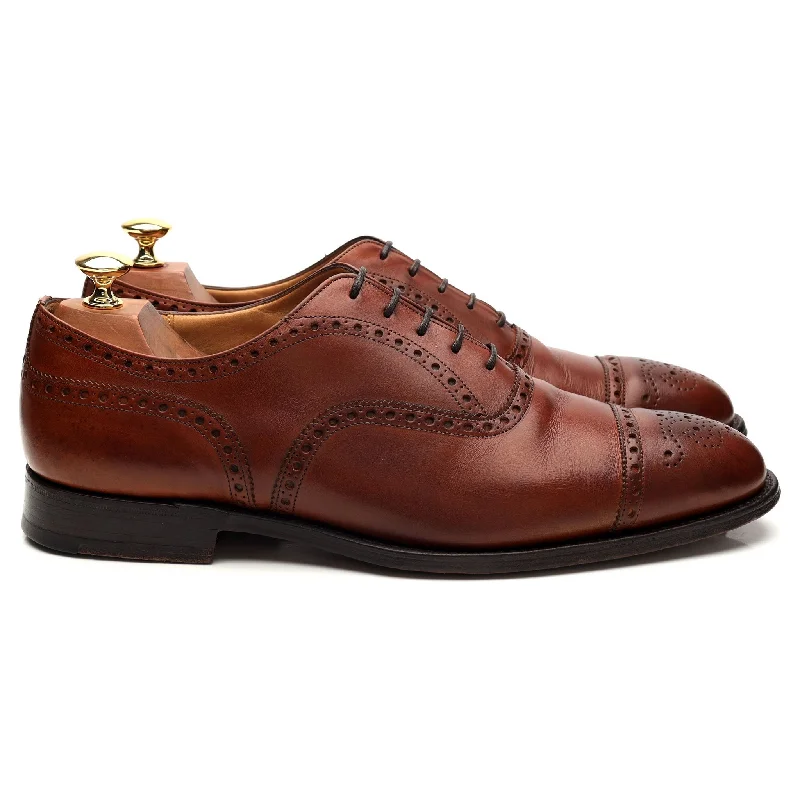 Glamorous Details 'Diplomat' Tan Brown Leather Oxford Brogue UK 9 G