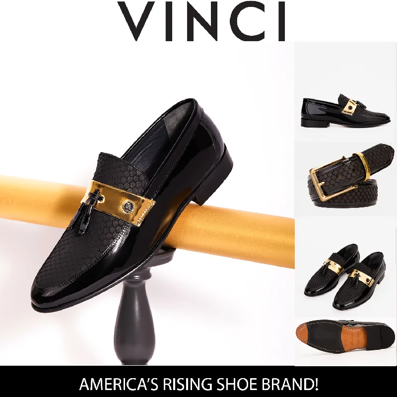 Casual Comfort The Imperial Black & Gold Leather Men Dress Shoe
