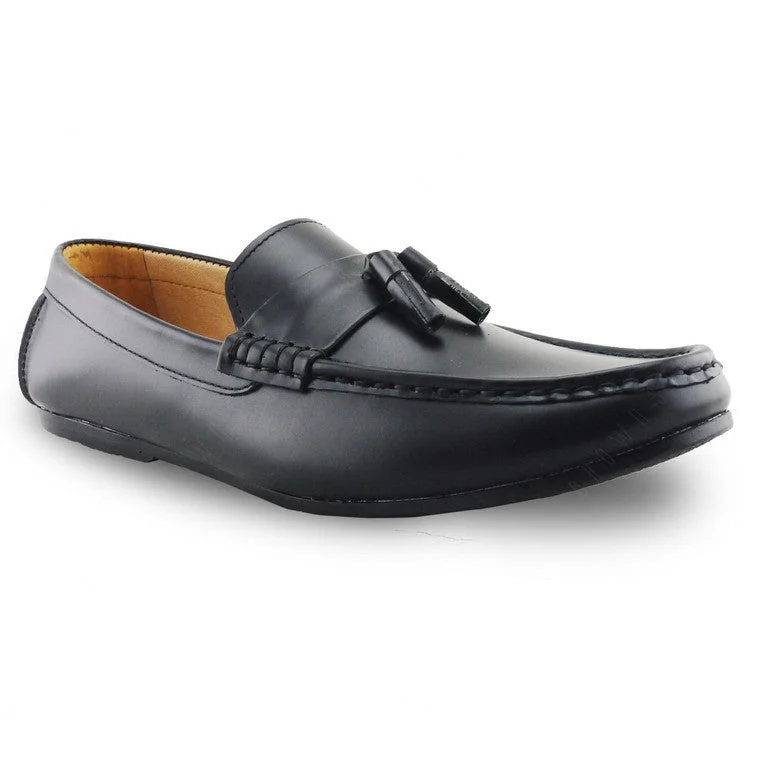 Elegant Design Comfy Tassel Loafer Soft Matte Black