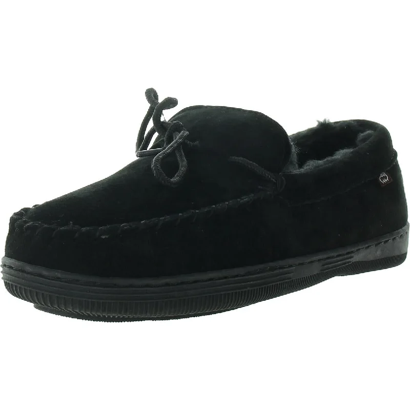 Everyday Chic Moc Mens Suede Fleece Lined Loafer Slippers