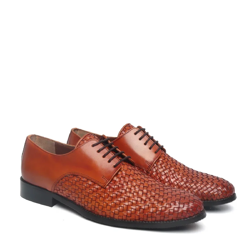 Urban Chic Tan Hand weaved front lace up formal shoe