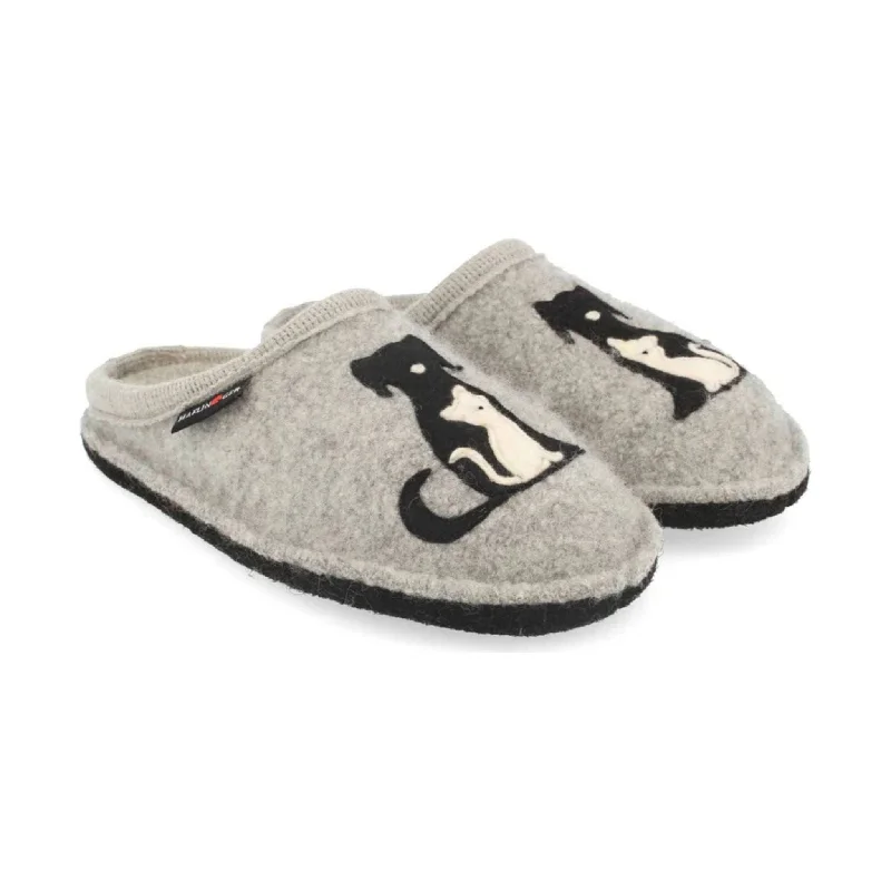 Statement Elegance Haflinger Canegatto Slippers - Grey