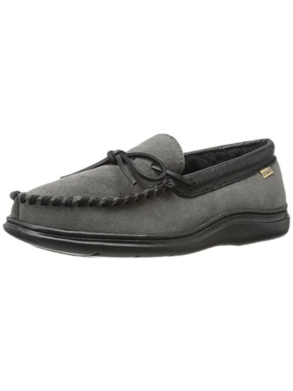 Rich Aesthetic Atlin Mens Suede Faux Fur Lined Moccasin Slippers