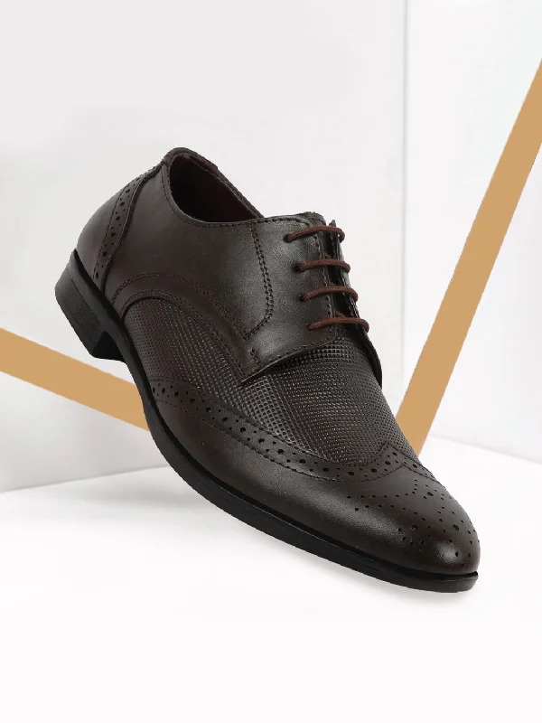 Chic Minimalism Men Brown Formal Office Party Genuine Leather Lace Up Brogue Shoes