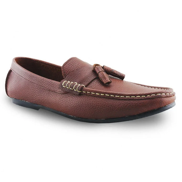 Dynamic Patterns Comfy Tassel Loafer Wrinkle Soft Brown