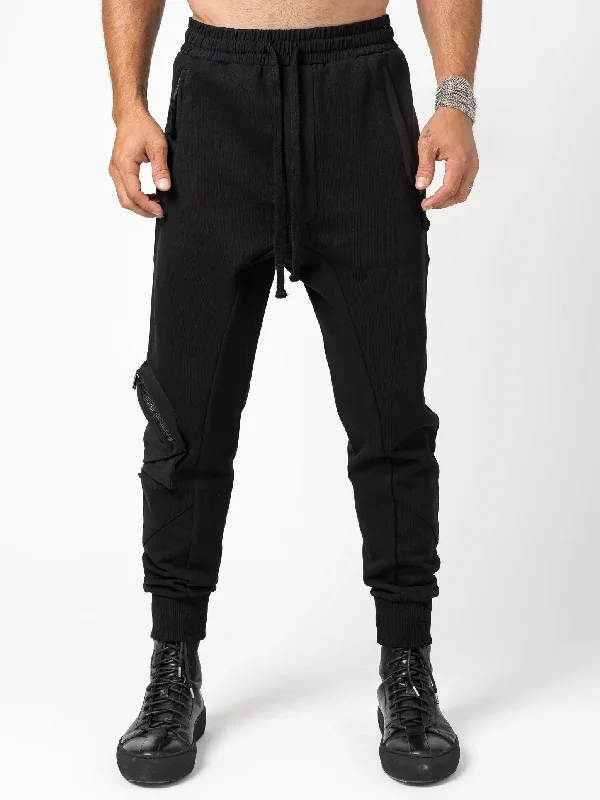 Drop crotch jersey trousers