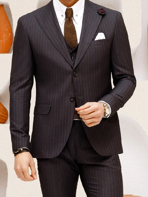 Black Striped Slim-Fit Suit 3-Piece