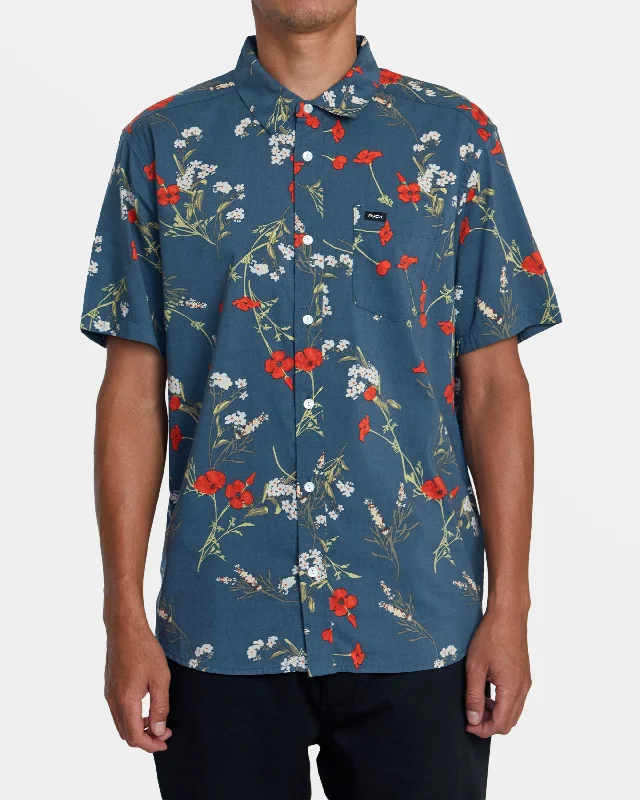 Botanical Short Sleeve Shirt - Duck Blue