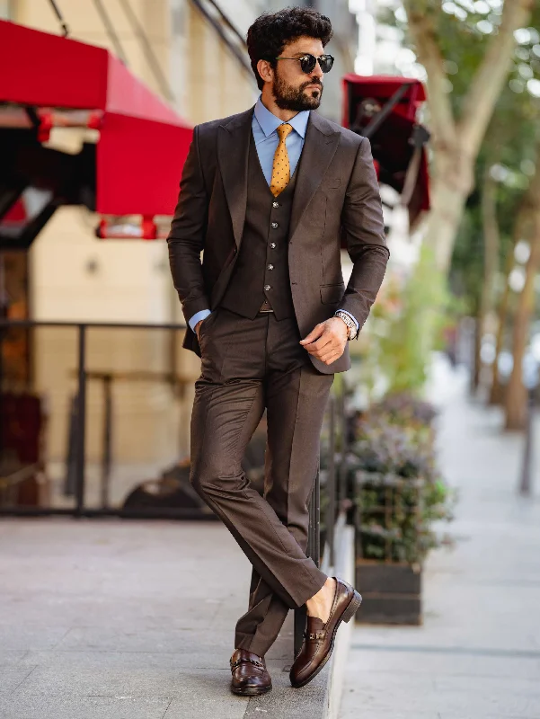 Brown Slim-Fit Suit 3-Piece