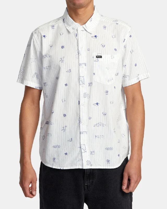 College Ruled Short Sleeve Shirt - Antique White