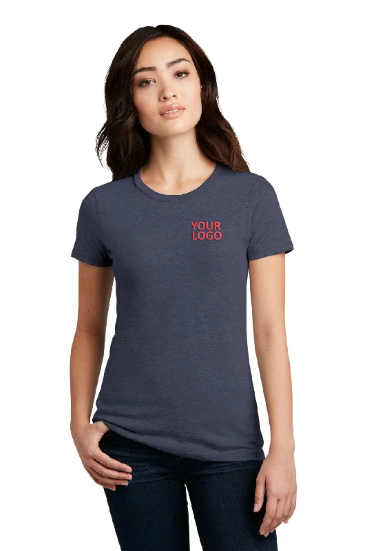 District Made Ladies Perfect Blend Crew Tee's, Heathered Navy