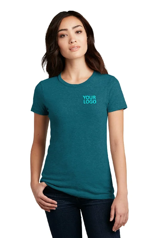 District Made Ladies Perfect Blend Crew Tee's, Heathered Teal