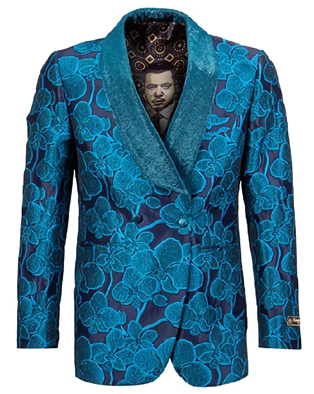 Turquoise Slim Fit Dinner Jacket Double Breasted Blazer