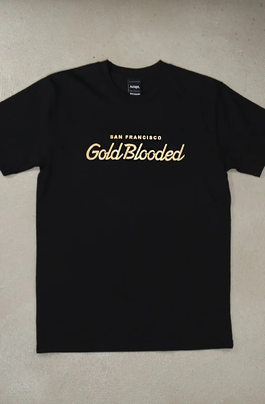 Gold Blooded Script (Men's Black Tee)