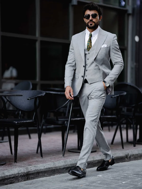 Grey Slim-Fit Suit 3-Piece