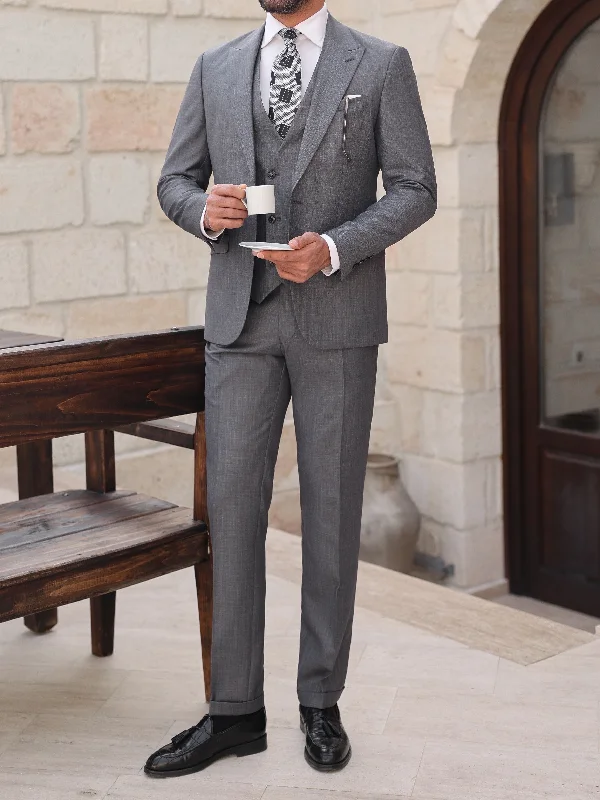 Grey Slim-Fit Suit 3-Piece