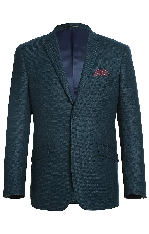 Men's Slim Fit Blazer Wool Blend Sports Jacket in Emerald Green