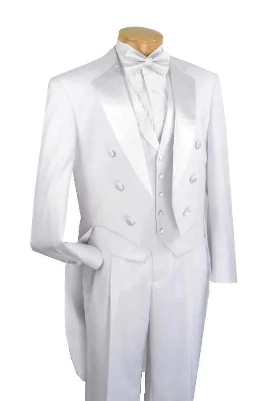 Men's Tuxedo Regular Fit Collection With Tails 3 Piece In White