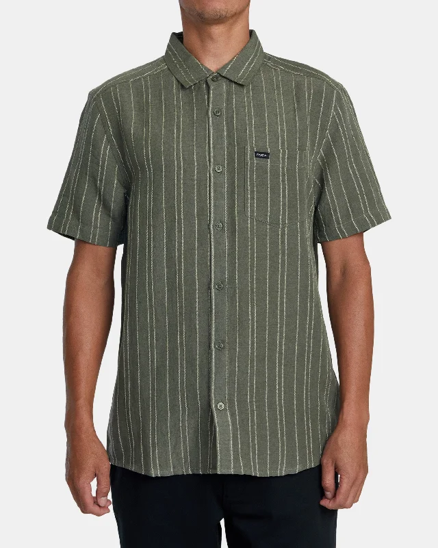 Mercy Stripe Short Sleeve Shirt - Olivine